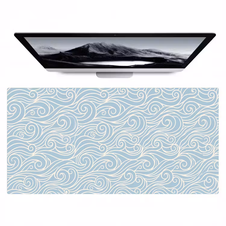 Bureau onderlegger - Golf - Abstract - Natuur - Modern - Blauw — 1