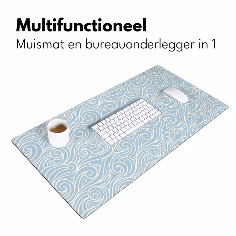 Bureau onderlegger - Golf - Abstract - Natuur - Modern - Blauw — 7