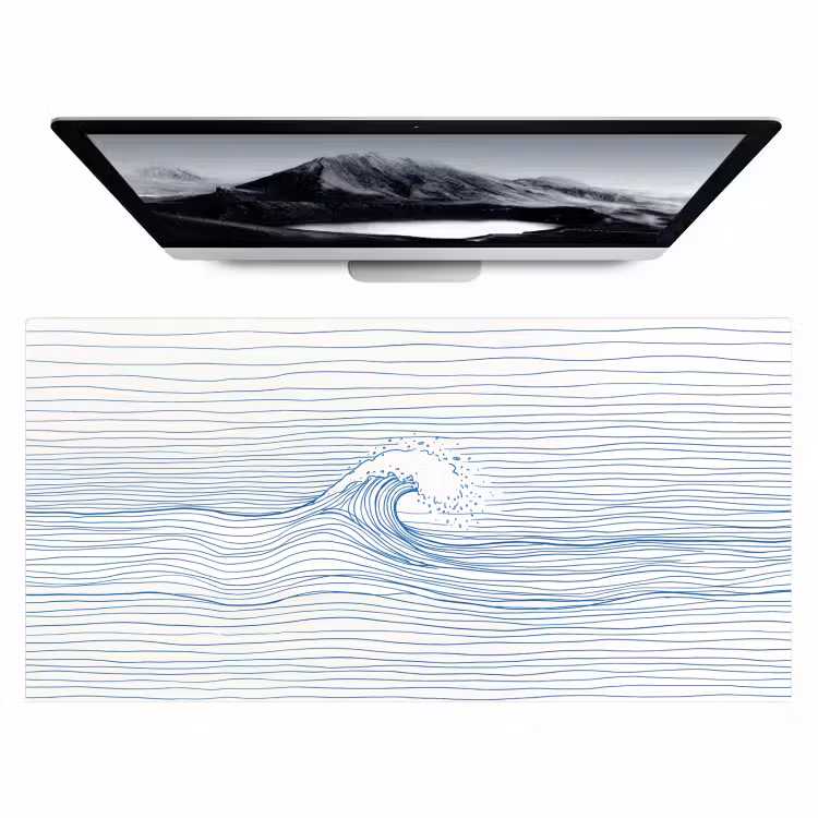 Bureau onderlegger - Golf - Brekende - Natuur - Minimalistisch - Blauw — 1