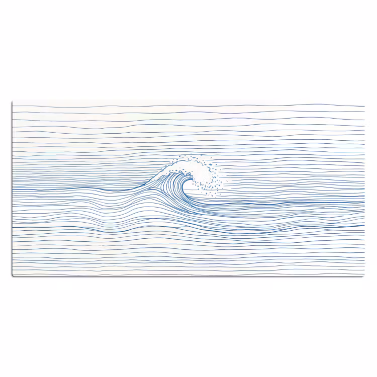 Bureau onderlegger - Golf - Brekende - Natuur - Minimalistisch - Blauw — 2
