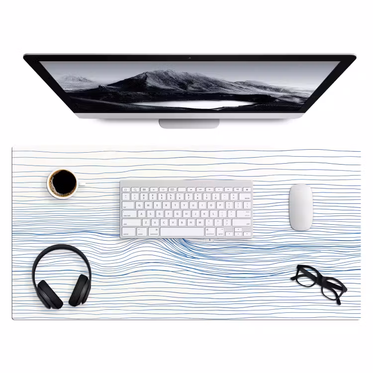 Bureau onderlegger - Golf - Brekende - Natuur - Minimalistisch - Blauw — 4