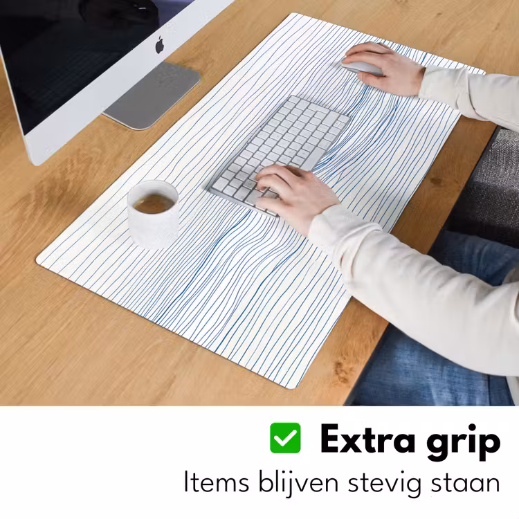 Bureau onderlegger - Golf - Brekende - Natuur - Minimalistisch - Blauw — 6