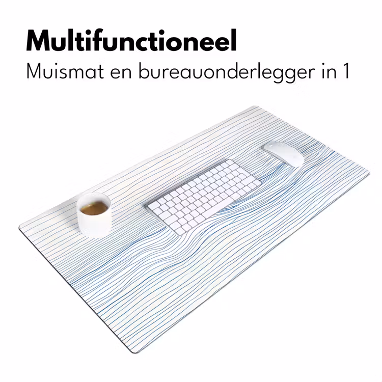 Bureau onderlegger - Golf - Brekende - Natuur - Minimalistisch - Blauw — 7