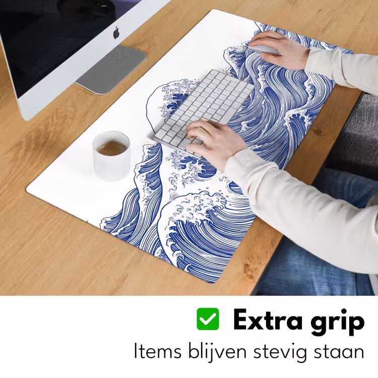 Bureau onderlegger - Golf - Japans - Zee - Illustratie - Blauw — 6