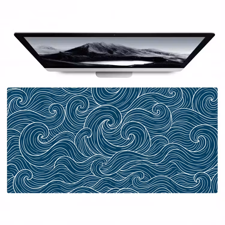 Bureau onderlegger - Golven - Spiraal - Water - Abstract - Blauw — 1