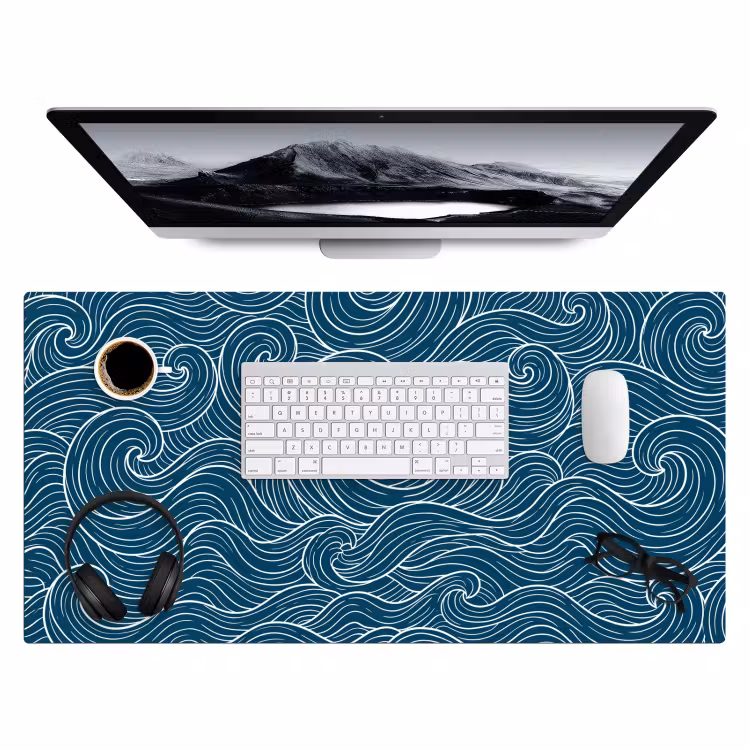 Bureau onderlegger - Golven - Spiraal - Water - Abstract - Blauw — 4