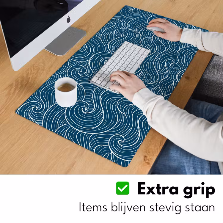 Bureau onderlegger - Golven - Spiraal - Water - Abstract - Blauw — 6