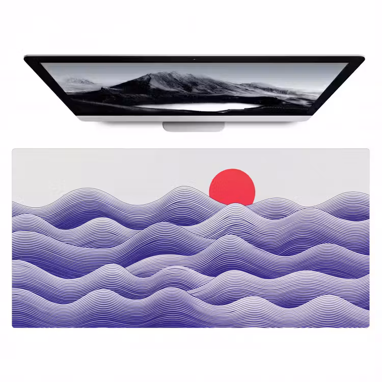 Bureau onderlegger - Golven - Zon - Natuur - Abstract - Rood — 1