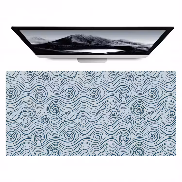 Bureau onderlegger - Patroon - Golven - Abstract - Modern - Blauw — 1