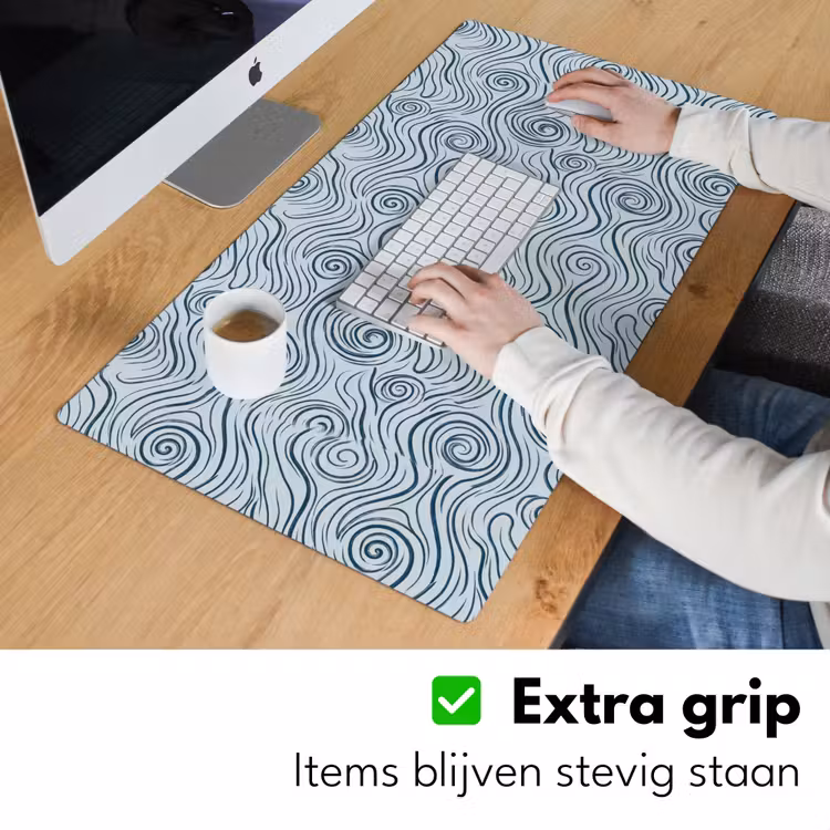 Bureau onderlegger - Patroon - Golven - Abstract - Modern - Blauw — 6
