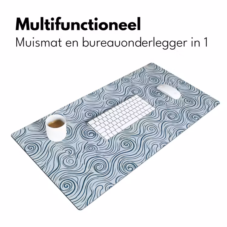 Bureau onderlegger - Patroon - Golven - Abstract - Modern - Blauw — 7