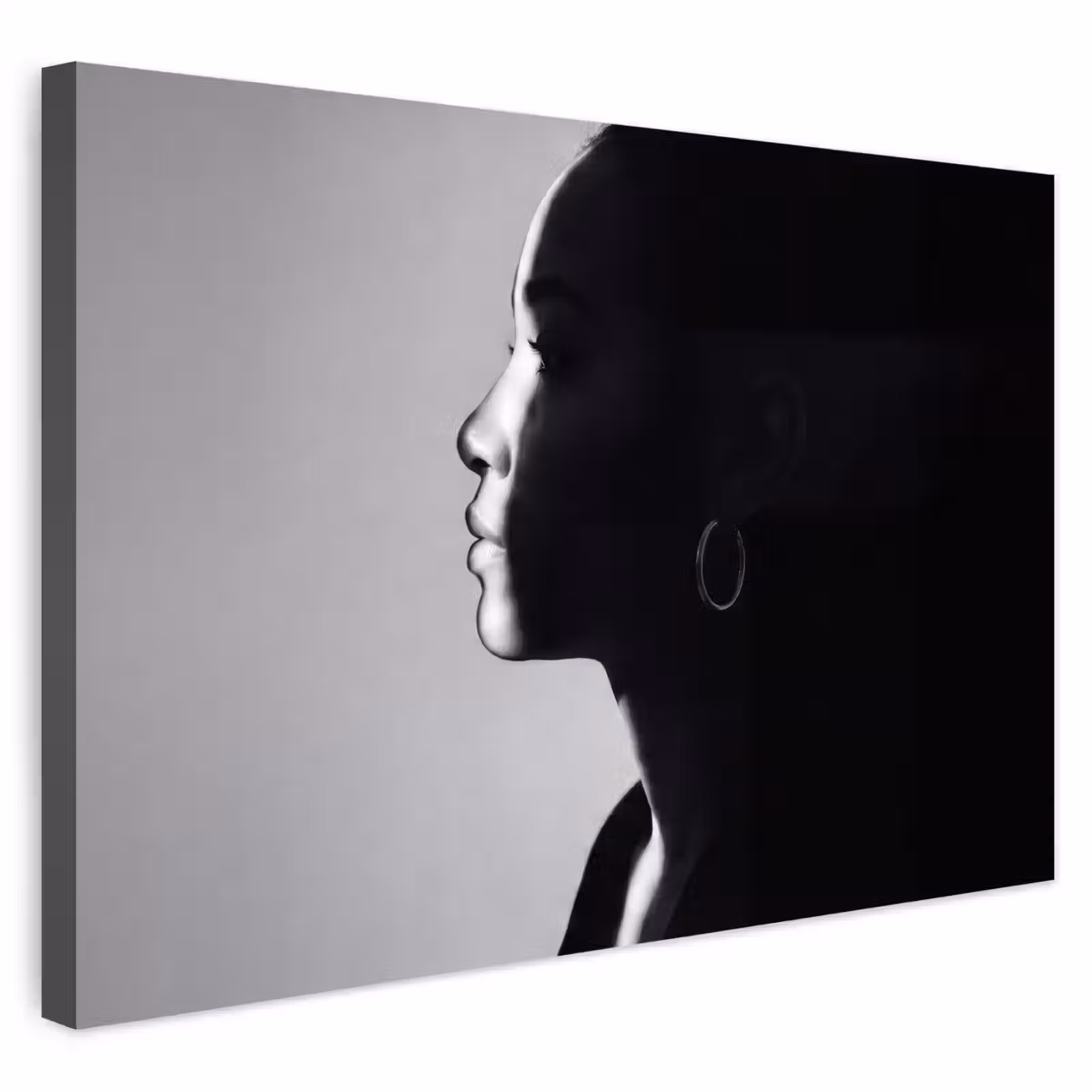 Buiten canvas - Vrouw - Profiel - Mensen - Zwart-wit — 1