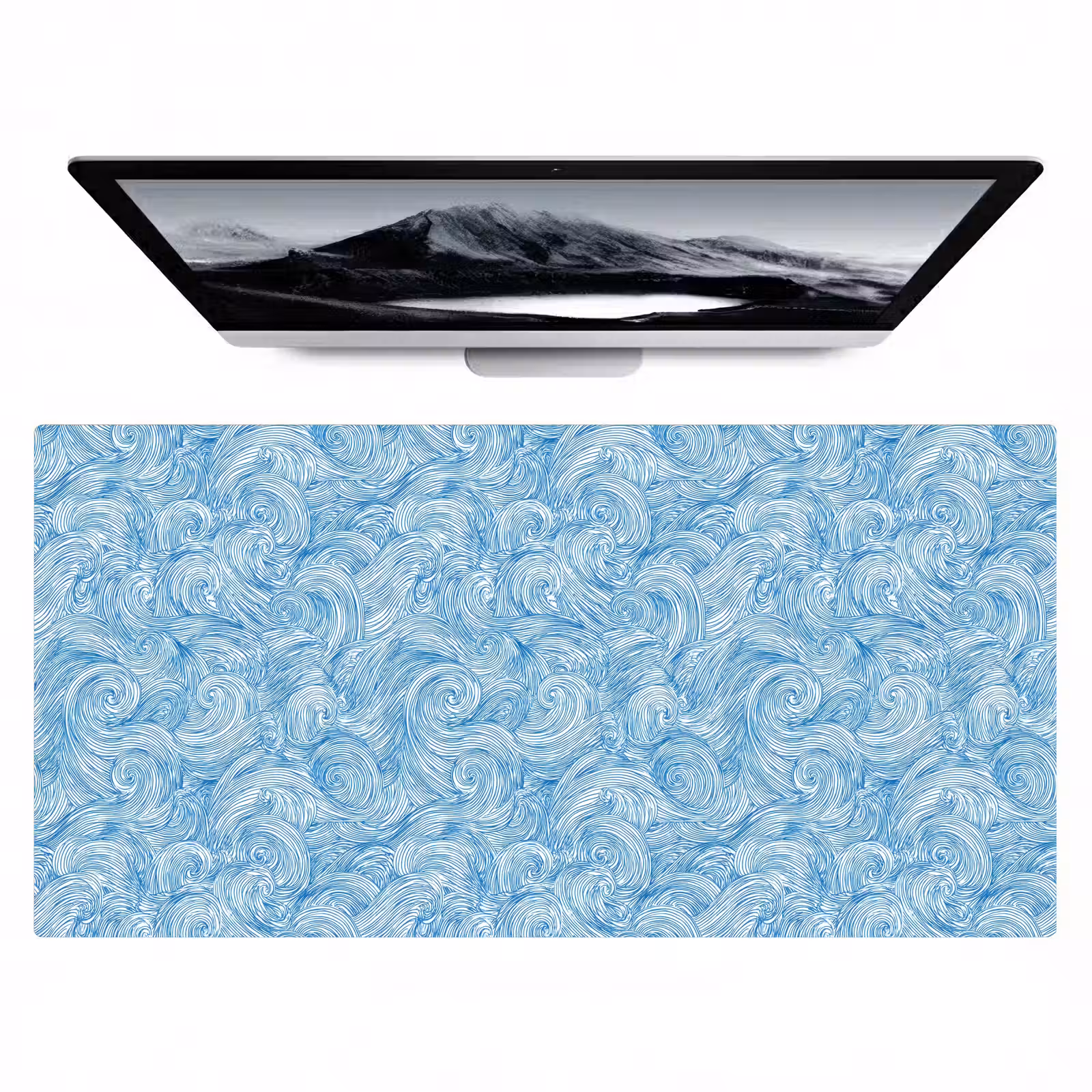 Bureau onderlegger - Blauw - Wit - Spiraal - Golven - Lijnen — 1