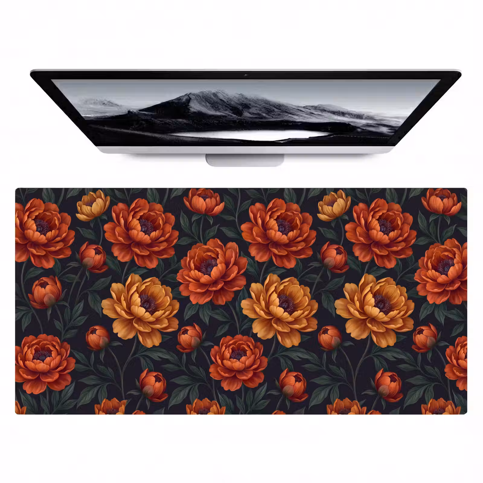 Bureau onderlegger - Bloemen - Bladeren - Natuur - Modern - Oranje — 1