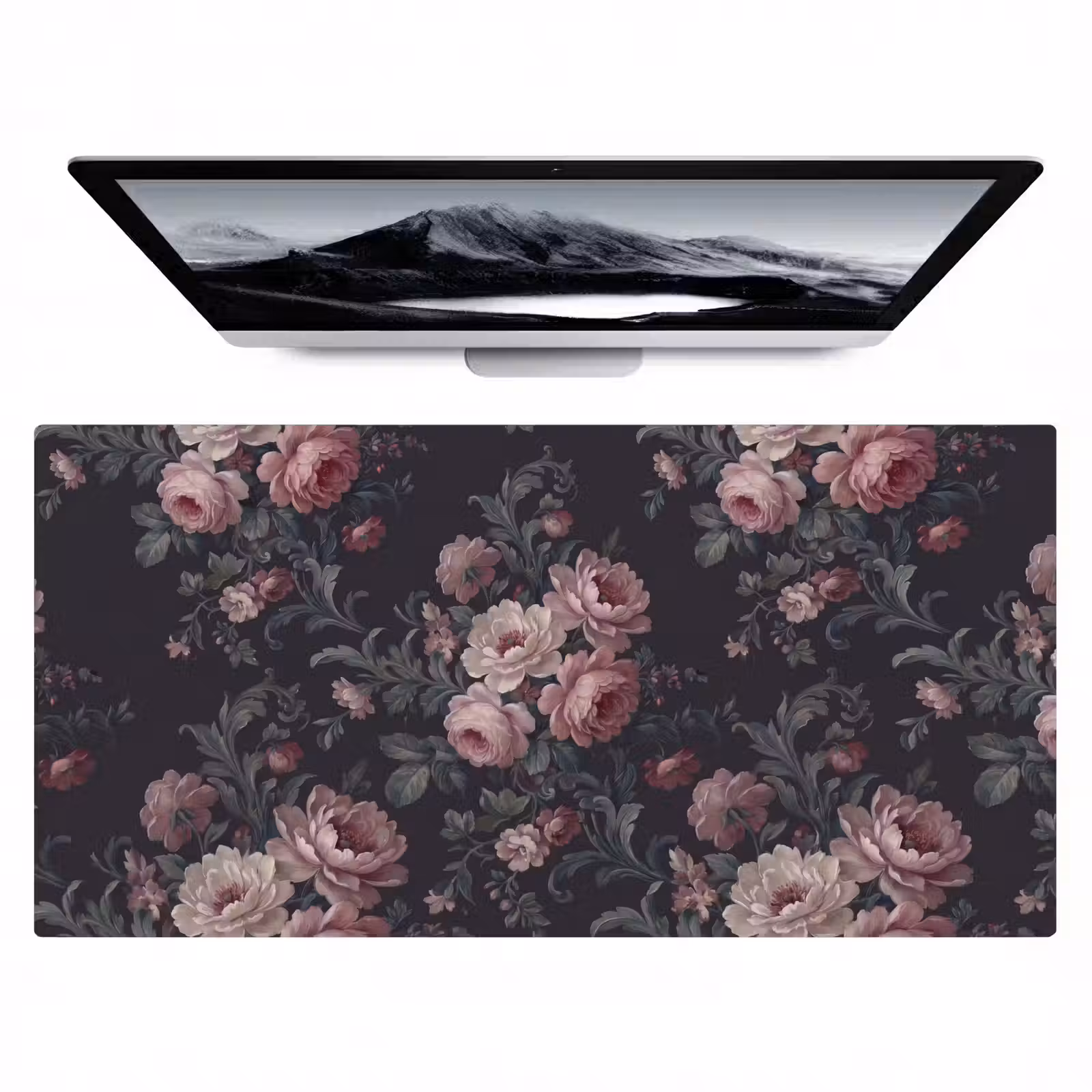 Bureau onderlegger - Bloemen - Patroon - Sierlijk - Roze - Donker — 1