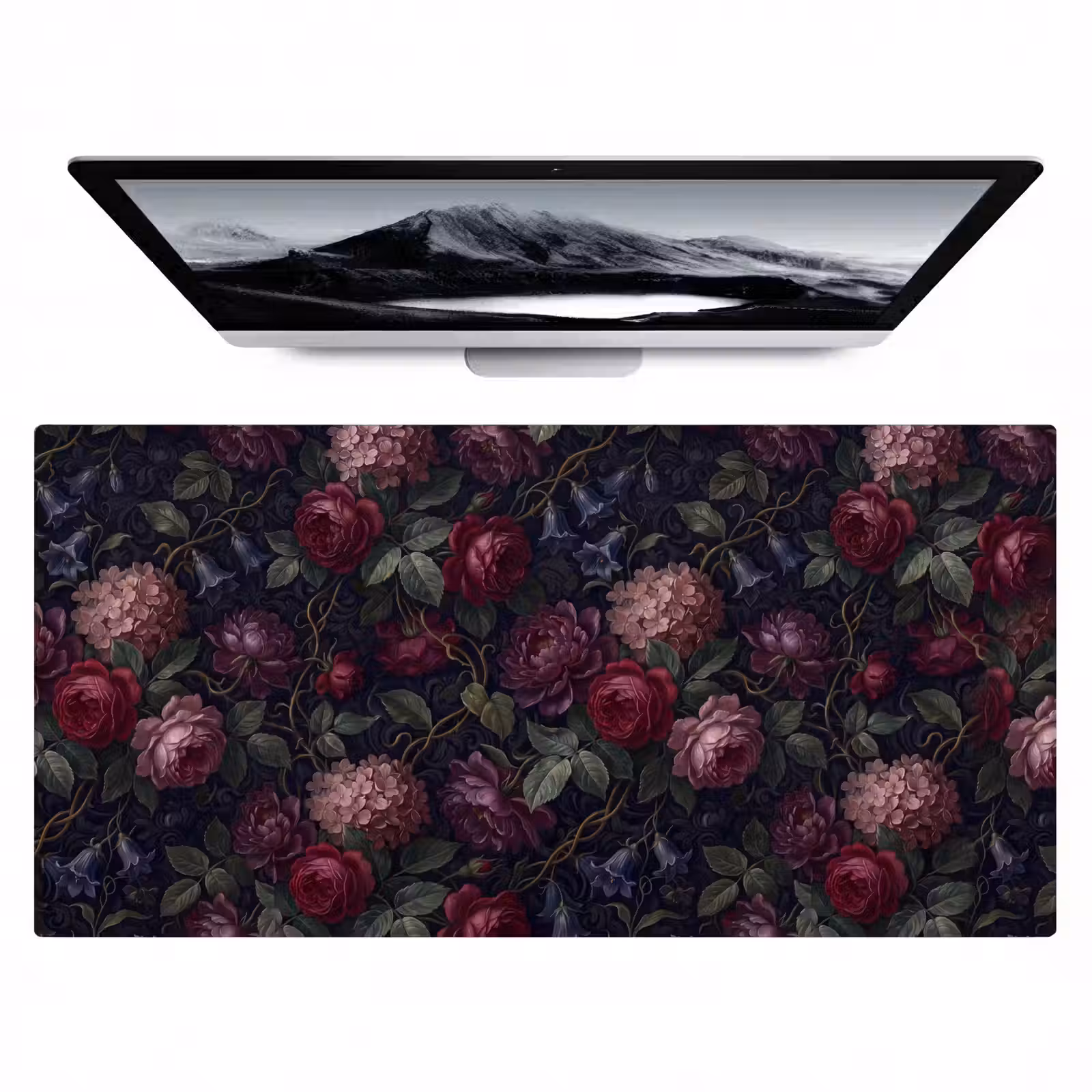 Bureau onderlegger - Bloemen - Rood - Klassiek - Donker - Patroon — 1