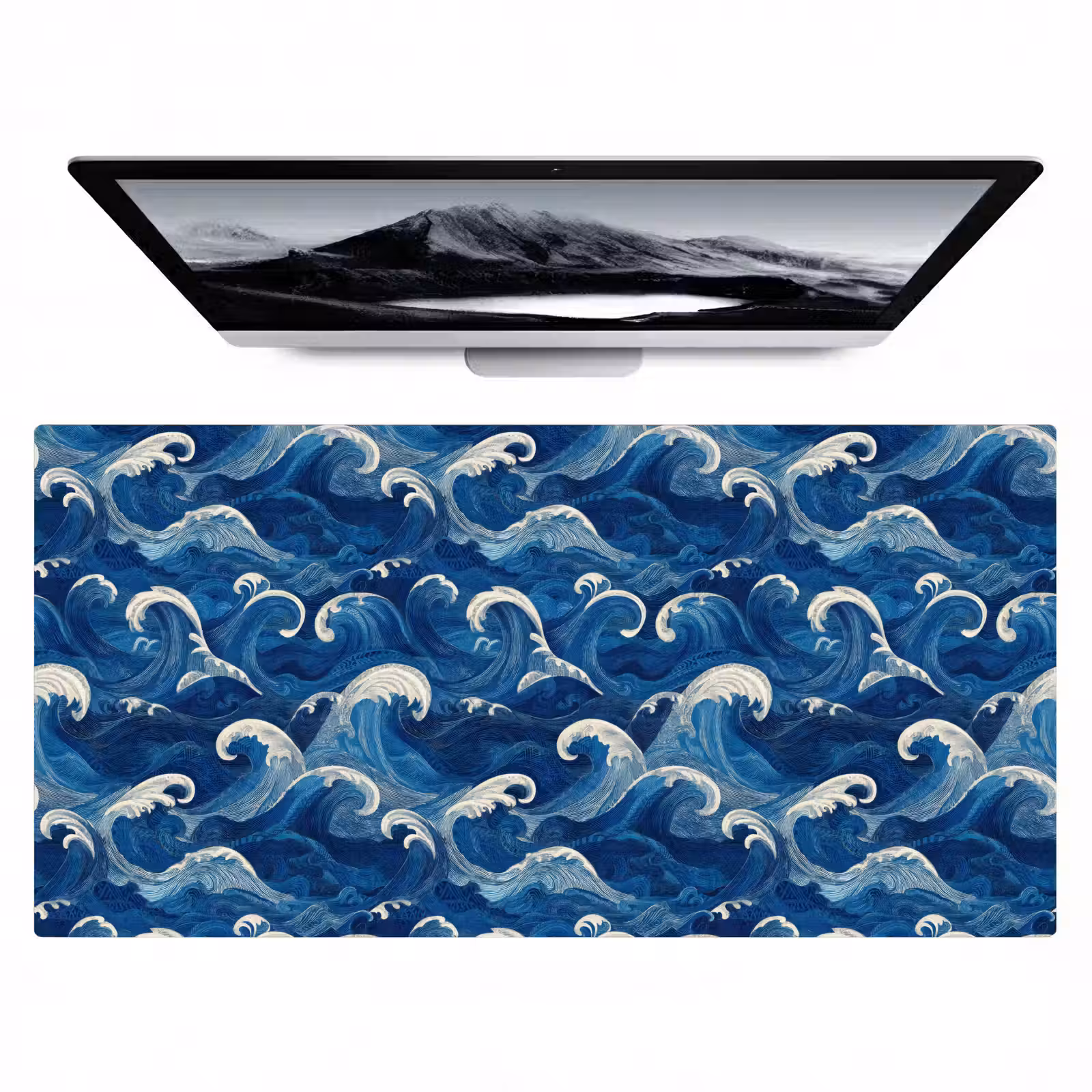 Bureau onderlegger - Japans - Oceaan - Golven - Blauw — 1