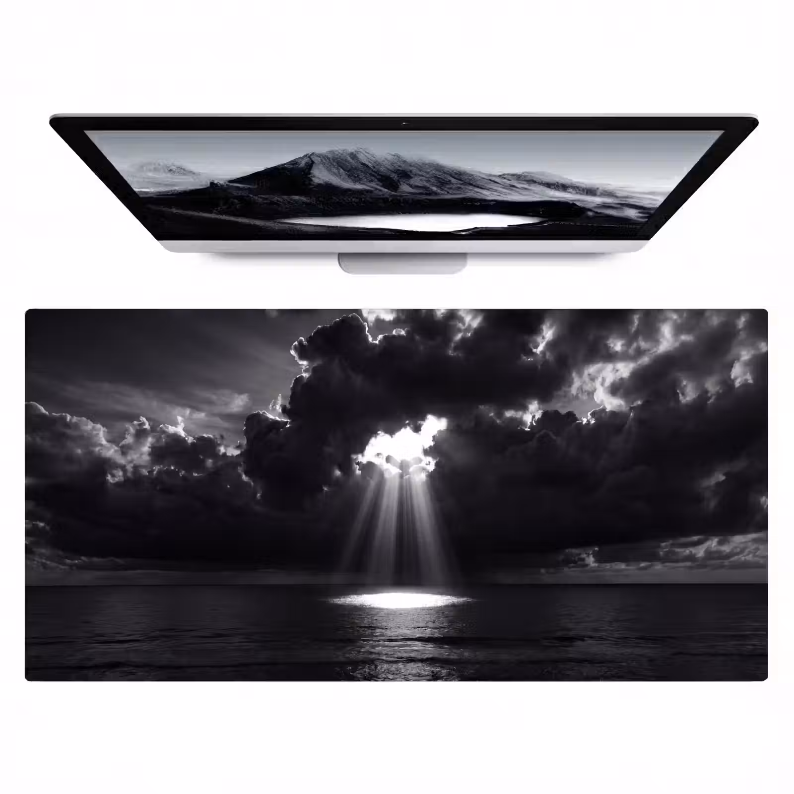 Bureau onderlegger - Licht - Wolken - Zee - Zwart-wit - Natuur — 1