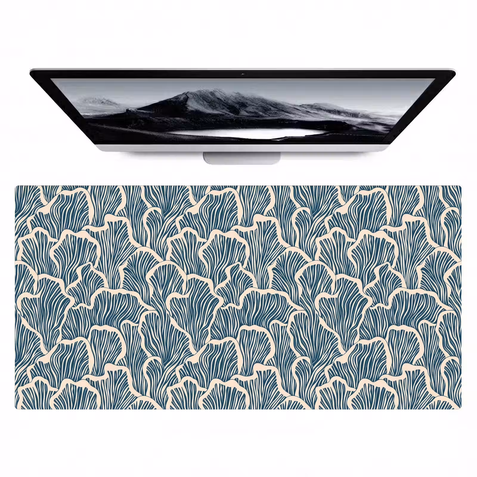 Bureau onderlegger - Organisch - Blauw - Crème - Schelpen — 1