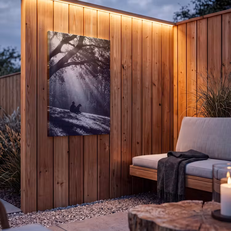 Buiten canvas - Mens - Hond - Natuur - Zwart-wit - Silhouet — 4