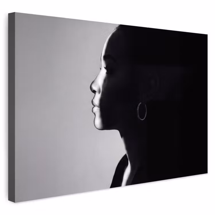 Buiten canvas - Vrouw - Profiel - Mensen - Zwart-wit — 1