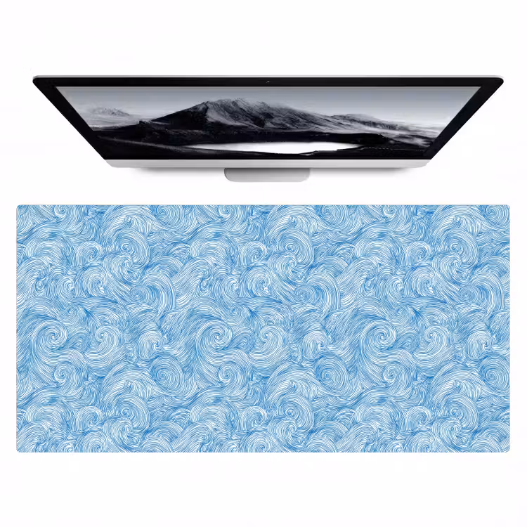 Bureau onderlegger - Blauw - Wit - Spiraal - Golven - Lijnen — 1