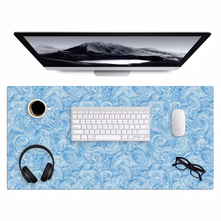 Bureau onderlegger - Blauw - Wit - Spiraal - Golven - Lijnen — 4