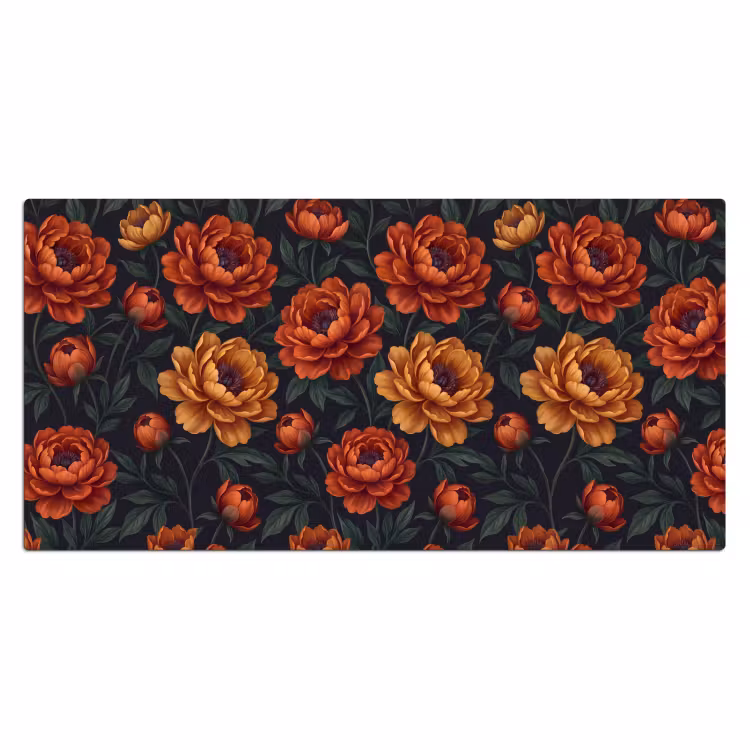 Bureau onderlegger - Bloemen - Bladeren - Natuur - Modern - Oranje — 2