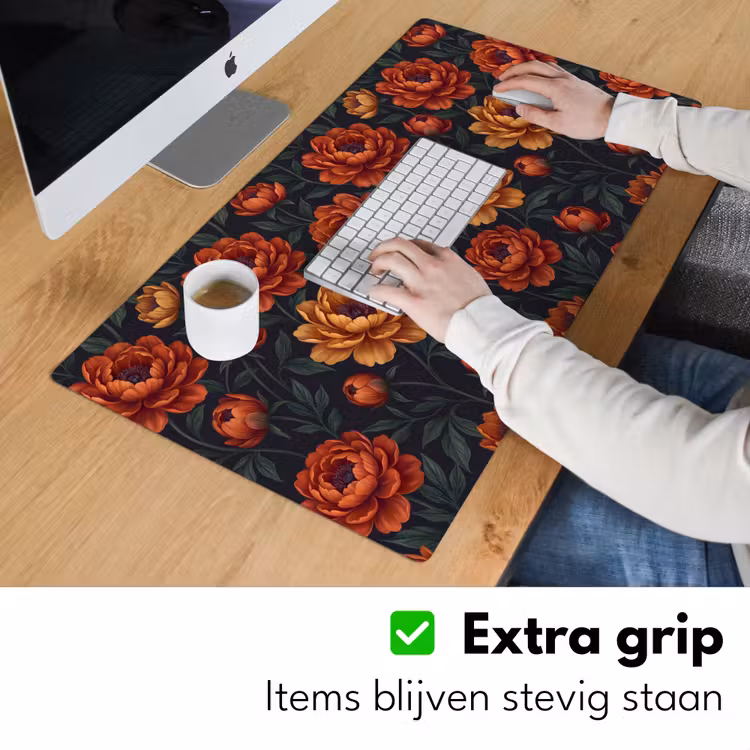 Bureau onderlegger - Bloemen - Bladeren - Natuur - Modern - Oranje — 6