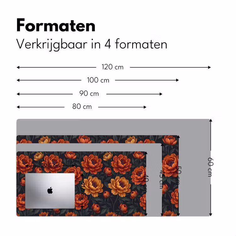 Bureau onderlegger - Bloemen - Bladeren - Natuur - Modern - Oranje — 8