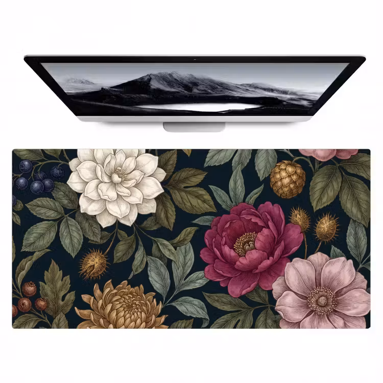 Bureau onderlegger - Bloemen - Botanisch - Illustratie - Donker - Vintage — 1