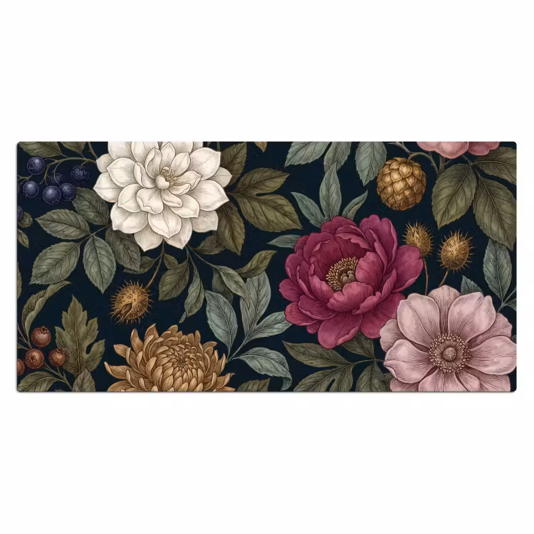 Bureau onderlegger - Bloemen - Botanisch - Illustratie - Donker - Vintage — 2