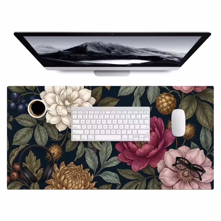 Bureau onderlegger - Bloemen - Botanisch - Illustratie - Donker - Vintage — 4