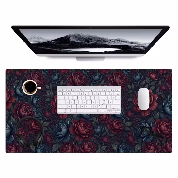 Bureau onderlegger - Bloemen - Patroon - Natuur - Klassiek - Donker — 4