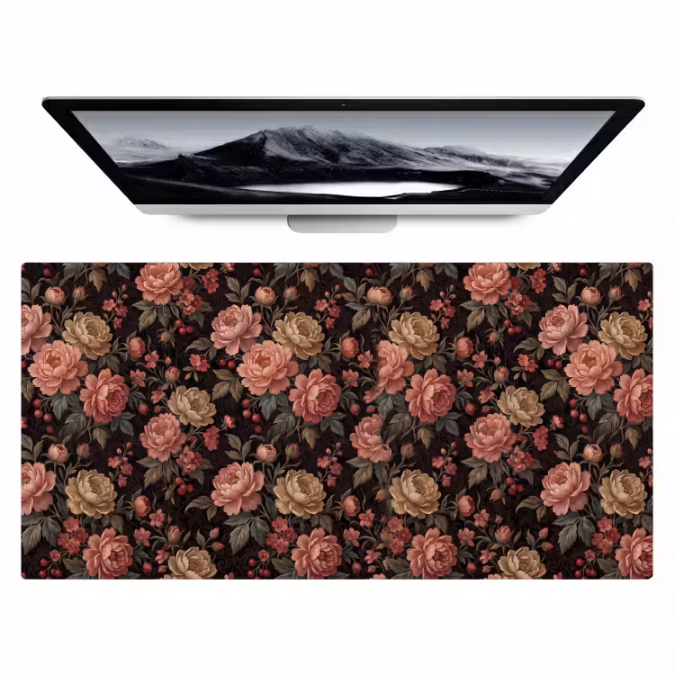 Bureau onderlegger - Bloemen - Patroon - Natuur - Vintage - Roze — 1