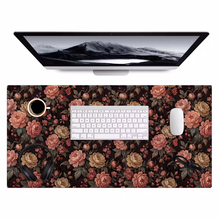 Bureau onderlegger - Bloemen - Patroon - Natuur - Vintage - Roze — 4