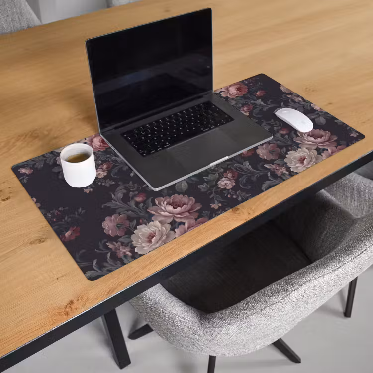 Bureau onderlegger - Bloemen - Patroon - Sierlijk - Roze - Donker — 3