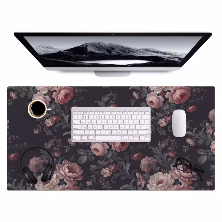 Bureau onderlegger - Bloemen - Patroon - Sierlijk - Roze - Donker — 4
