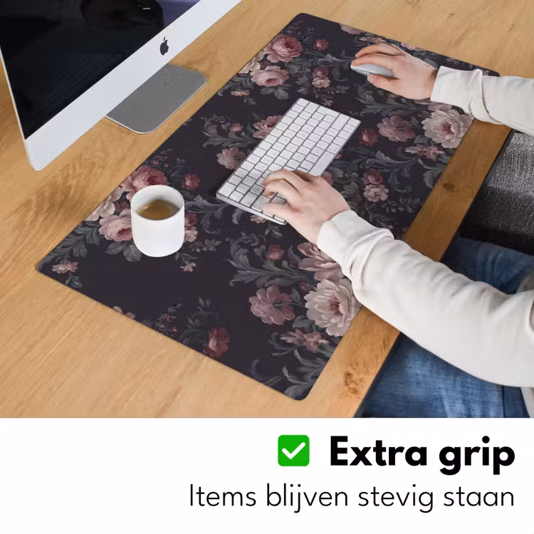 Bureau onderlegger - Bloemen - Patroon - Sierlijk - Roze - Donker — 6