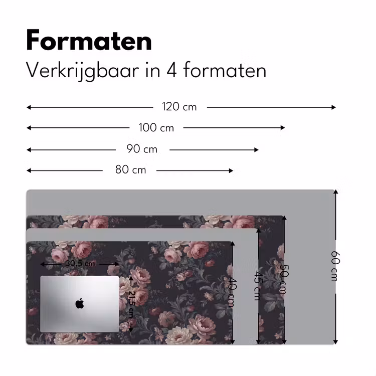 Bureau onderlegger - Bloemen - Patroon - Sierlijk - Roze - Donker — 8