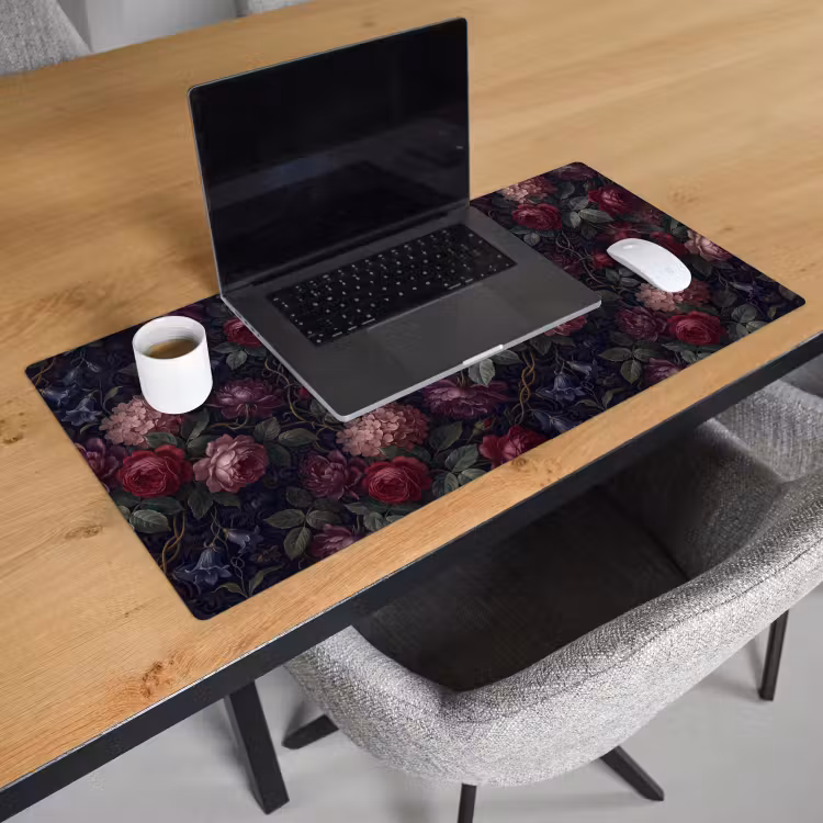 Bureau onderlegger - Bloemen - Rood - Klassiek - Donker - Patroon — 3
