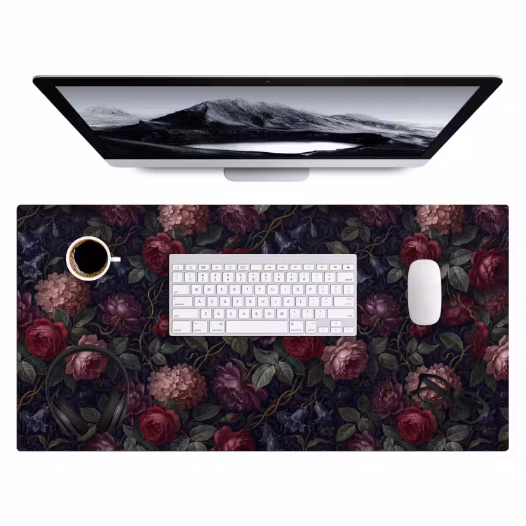 Bureau onderlegger - Bloemen - Rood - Klassiek - Donker - Patroon — 4