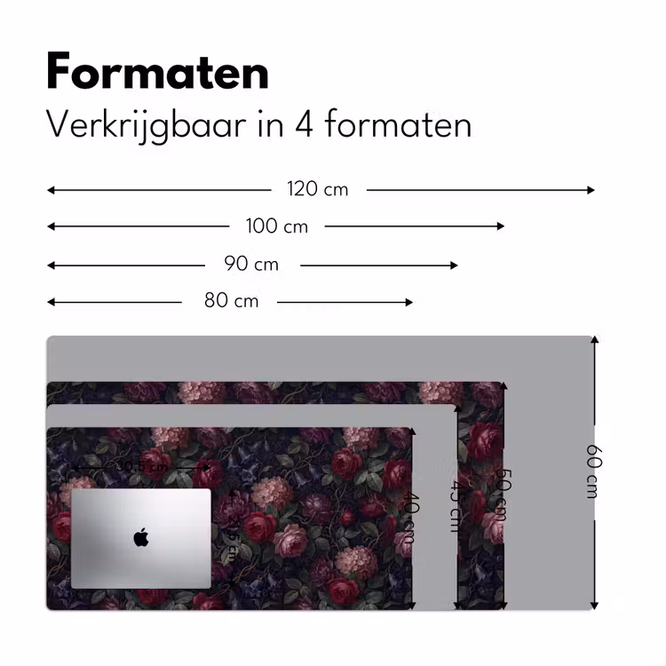 Bureau onderlegger - Bloemen - Rood - Klassiek - Donker - Patroon — 8