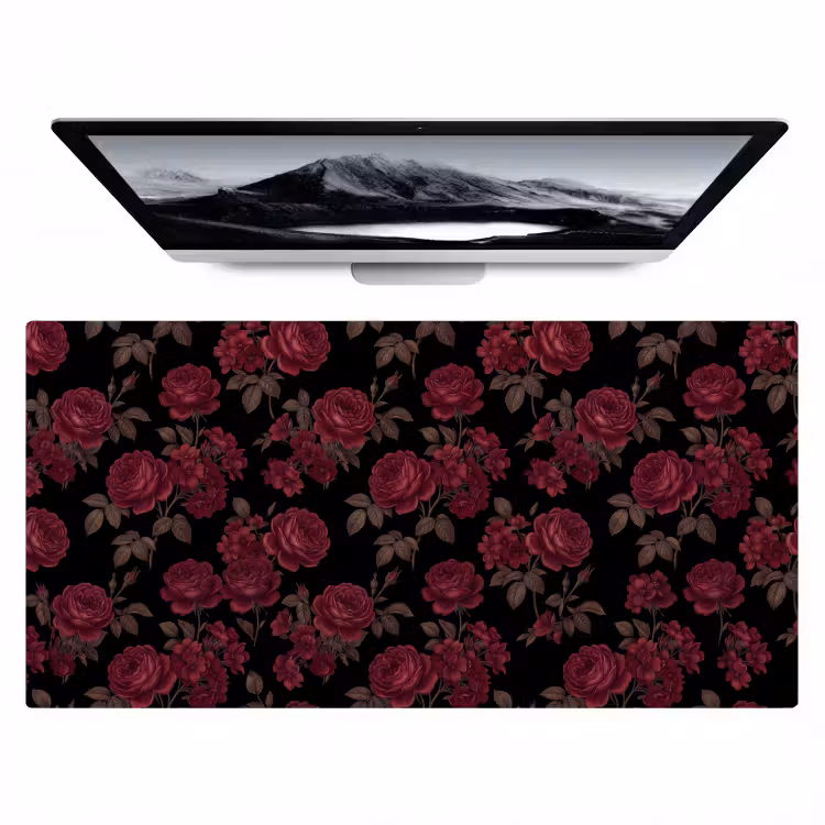 Bureau onderlegger - Bloemen - Roos - Patroon - Klassiek - Rood — 1