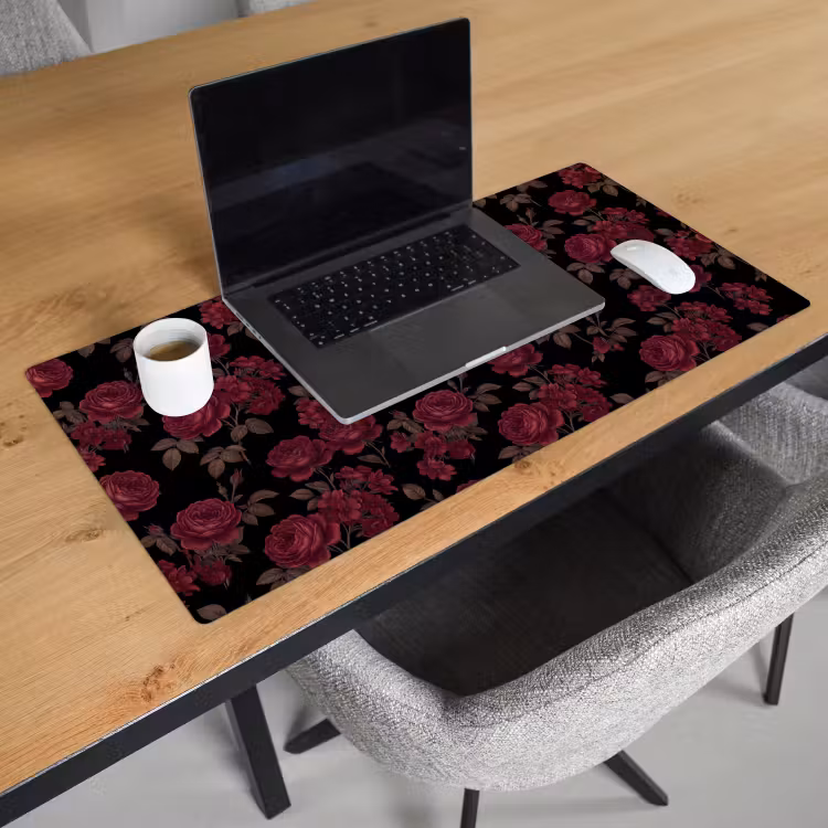 Bureau onderlegger - Bloemen - Roos - Patroon - Klassiek - Rood — 3