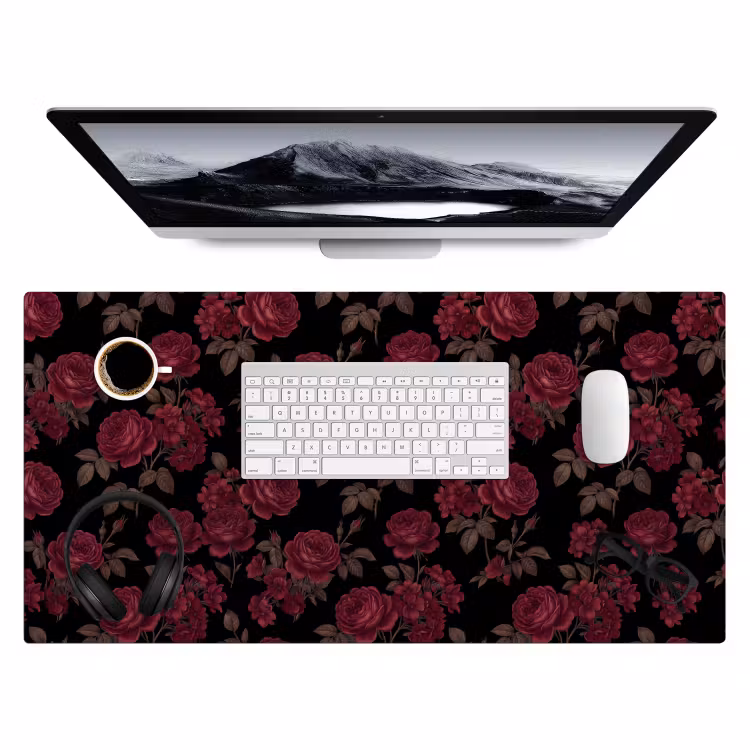 Bureau onderlegger - Bloemen - Roos - Patroon - Klassiek - Rood — 4