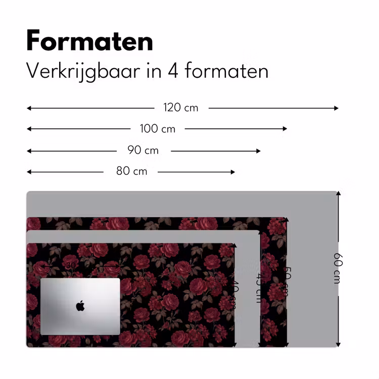 Bureau onderlegger - Bloemen - Roos - Patroon - Klassiek - Rood — 8