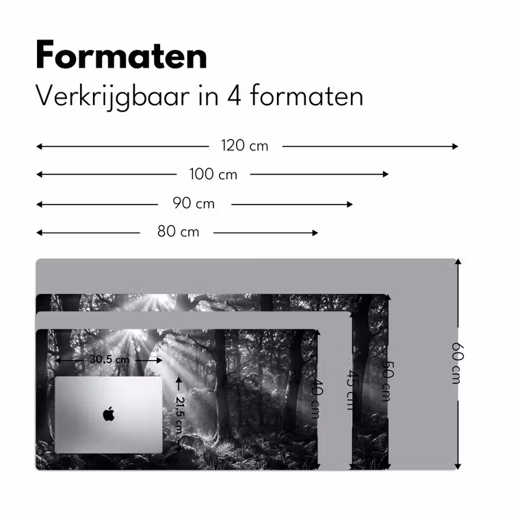 Bureau onderlegger - Bos - Lichtstralen - Natuur - Zwart-wit — 8
