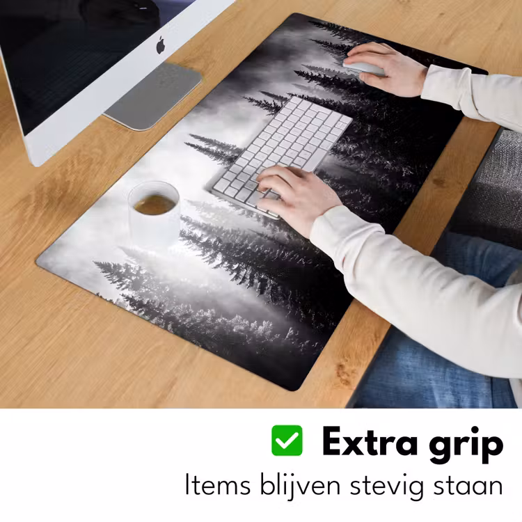 Bureau onderlegger - Bos - Mist - Winter - Monochroom - Natuur — 6