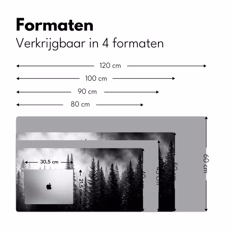 Bureau onderlegger - Bos - Mist - Winter - Monochroom - Natuur — 8